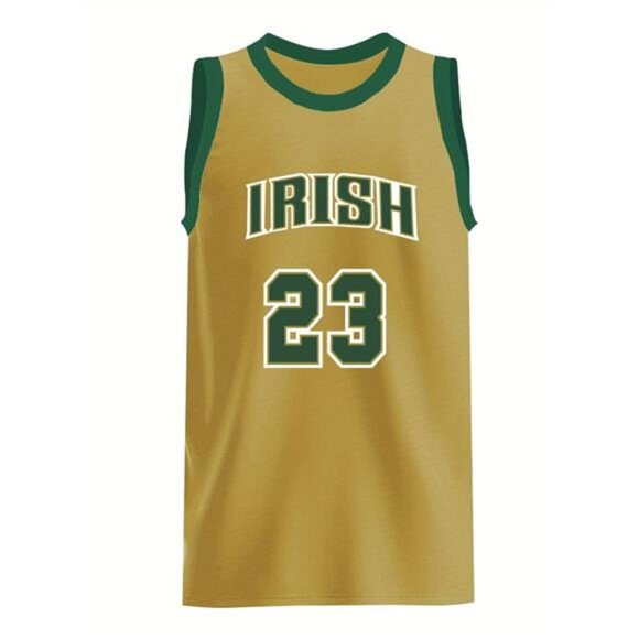 NWT LeBron James #23 Irish Gold High School Throwback Basketball Jersey - Picture 2 of 5